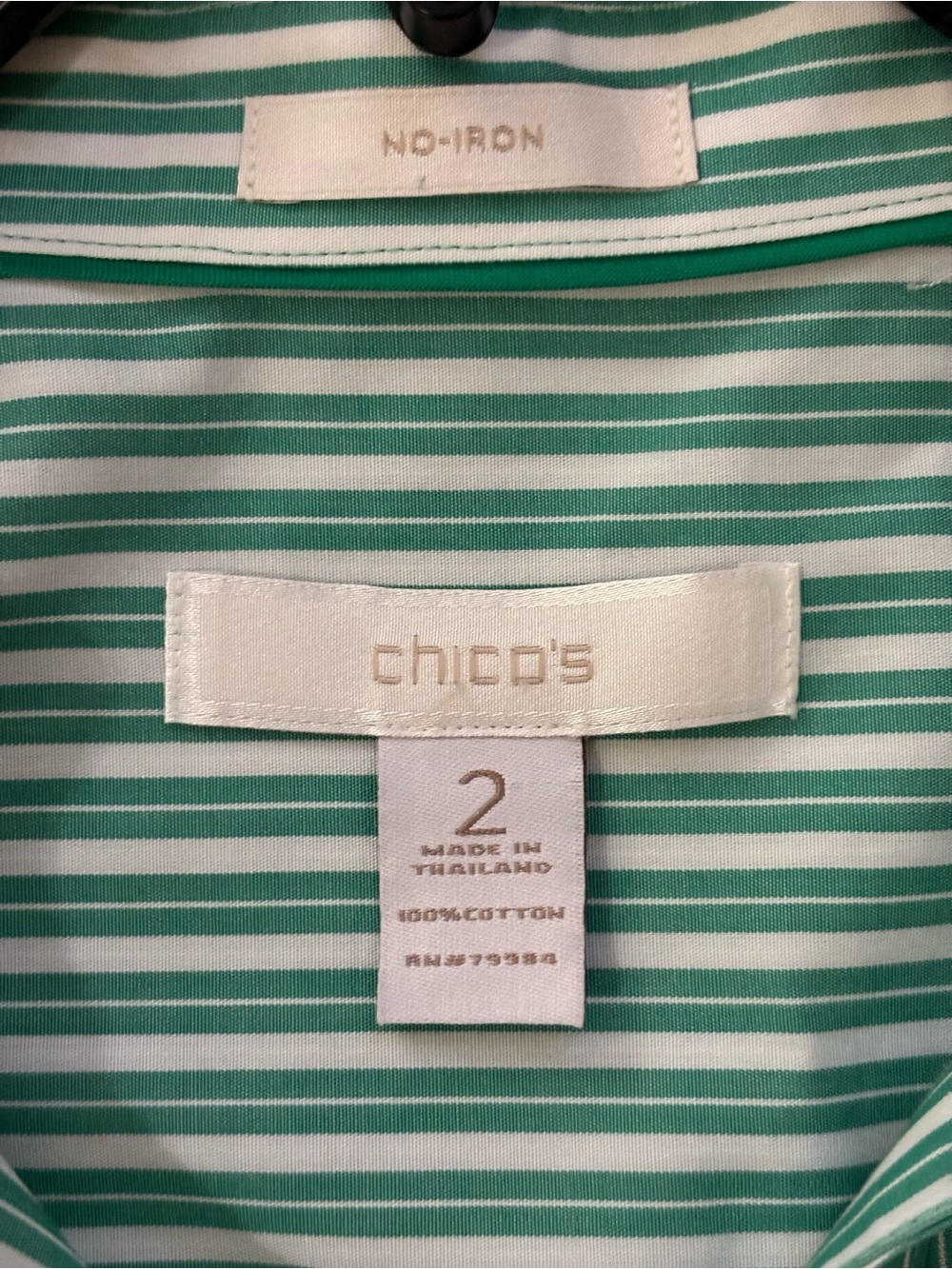 Chico's Mint Green Striped Button-Down Shirt - Picture 4 of 6